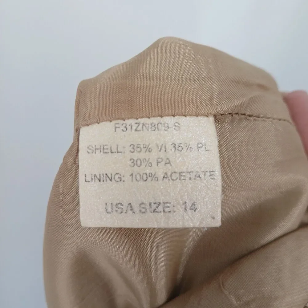 womans vintage nicola italian size 14 tan plaid mini pencil skirt office teacher